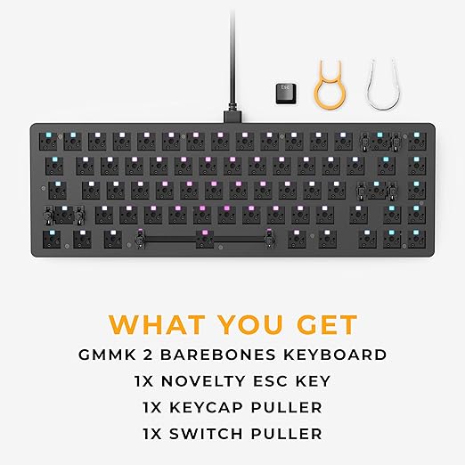 GLORIOUS Gaming GMMK 2 Compact 65% Barebones (Frame Only) - Mechanical Gaming Keyboard Frame, Compact TKL Size (65%), Aluminium, Customisable, Per Key RGB, American QWERTY Layout - Black