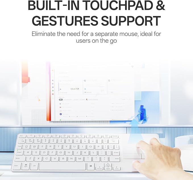 Rapoo Portable Wireless Keyboard with Touchpad, Multi-Device HTPC Keyboard for PC-Connected TV/Tablet/Steam Deck/Gaming Console/Raspberry Pi/Mini PC - Support Touch Gestures for Windows & Mac
