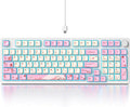 Fogruaden Pink Creamy Mechanical Keyboard with Number Pad, Hot Swappable RGB Gaming Keyboard, 98 Key Full Layout, Custom Gasket Mount, Red Switch, NKRO for Win/Mac