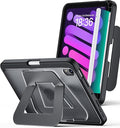 Case for iPad mini 7 A17 Pro 2024/iPad Mini 6 2021 8.3 Inch/iPad mini 7th/6th Gen Case,Dual Multi-Angle Adjustable Kickstand Protective Cover with Built-in Pencil Holder,Hard Backplate,Black