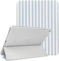 Lovmooful Compatible for iPad 5/6 (9.7-Inch,2018/2017 Model,6th/5th Generation) Case with Pencil Holder Cute Striped with Aesthetic Design Soft TPU Trifold Stand Protective-Blue&White