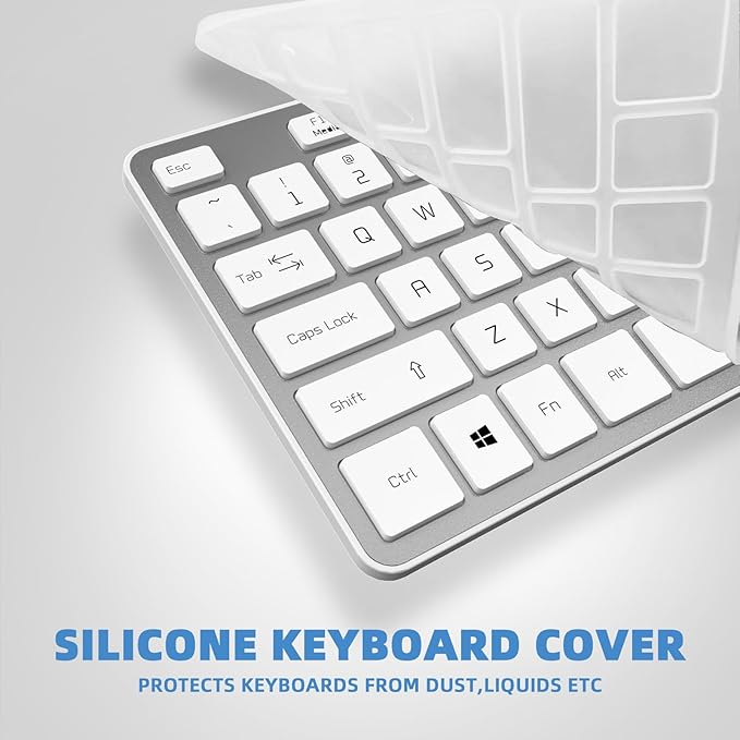 Wired USB Keyboard, Comfortable Quiet Chocolate Keys, Durable Ultra-Slim Computer Keyboard Wired(QWERTY) for PC, Windows 11/10/8/7/XP/Vista KB1430 (Sliver-1, Wired Keyboard for Windows)