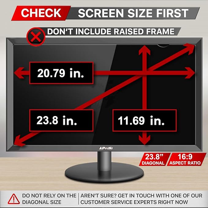 23.8 Inch Privacy Screen Filter for 16:9 Widescreen Monitor | Privacy Shield | Anti-Glare | Anti-Blue light Protector | Anti-SPY | Eye Protection | Computer Security Private Filter