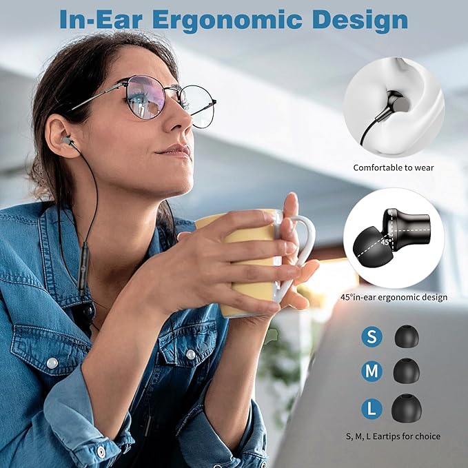 COOYA USB C Headphones Type C Wired Earbuds for iPhone 17 16 Pro 15 iPad 10 Air 6 Pixel 10 9 Magnetic Bass Noise Canceling in-Ear Earphones+Mic for Samsung Galaxy S26 S25 Ultra A16 S23 for OnePlus 13