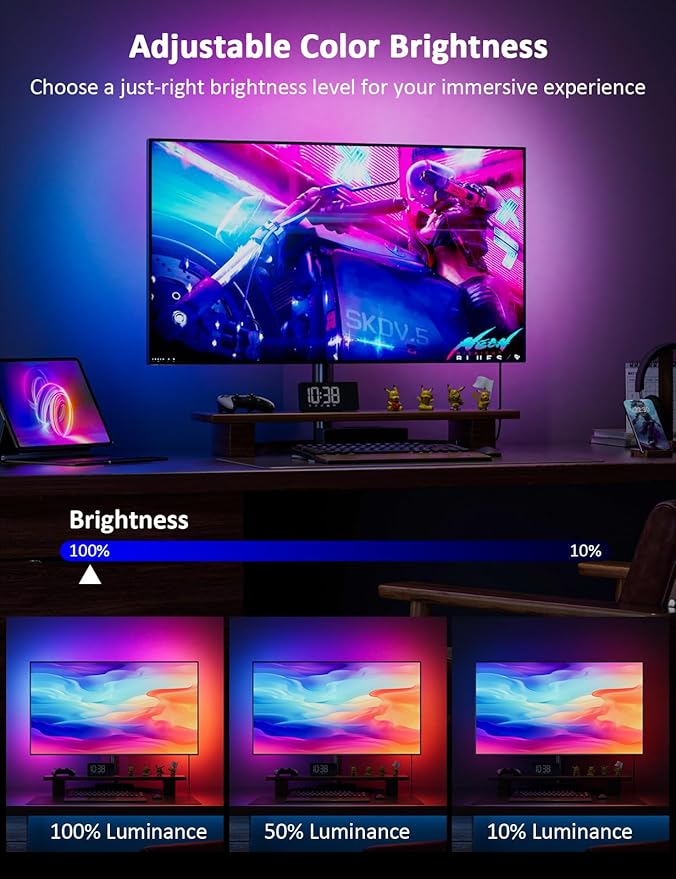 Monitor Backlight, Color Sync for 24-27 Inch Screen, USB Powered Ambient Lighting with Color Matching Software Compatible with Win10 and Above