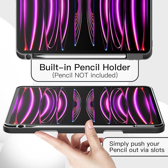 JETech Case for iPad Pro 11 Inch 2022/2021/2020 Model (4th/3rd/2nd Generation), with Pencil Holder, Support 2nd Pencil Charging, Slim Tablet Cover with Soft TPU Back, Auto Wake/Sleep (Space Gray)