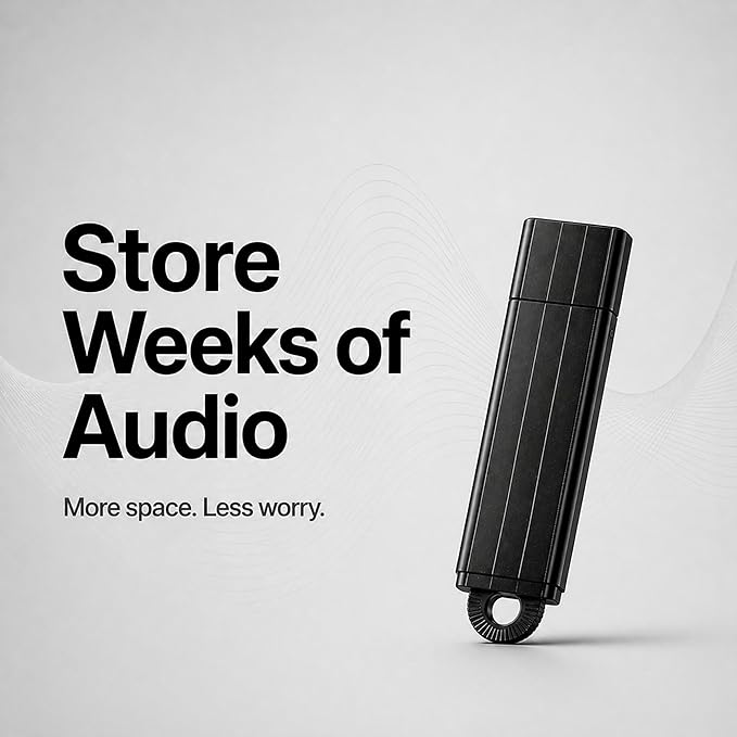 USB Voice Recorder – 24 Hours Continuous Recording, 288 Hours Storage Capacity, Easy File Access, Compact for Meetings and Lectures