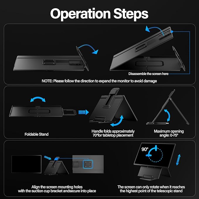 Setclod 23.8" Large Portable Monitor, 1080P FHD 100Hz Laptop Screen Extender, IPS 125% sRGB, Extra USB Hub for Office Gaming with Detachable Stand, Travel Monitor for Window, MAC, Xbox, Switch
