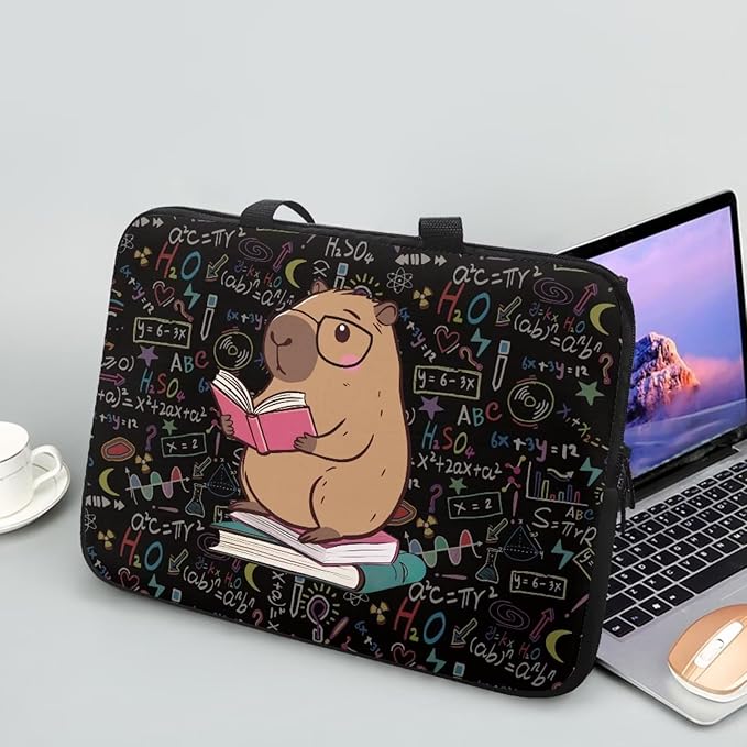Capybara Formula 17 Inch Laptop Sleeve Protective Laptop Case Tote Bag with Zipper for Women Men Handbag Tablet Carrying Case Shoulder Bag for Business Travel Back to School Supplies