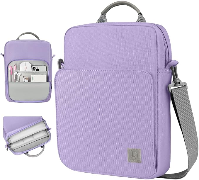 Dadanism 9-11 Inch Tablet Sleeve Bag Carrying Case with Shoulder Strap for iPad (A16) 11", iPad 10th Gen 10.9", iPad Air M4/Pro M5 11", iPad 9/8/7th 10.2", Galaxy Tab A11+ Plus 11", Grey Purple