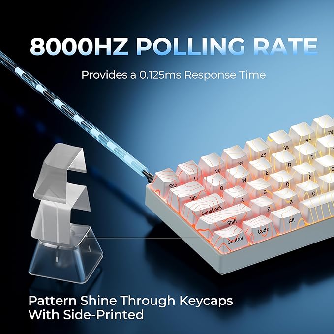 OHY XVX HE68 60 Percent Gaming Keyboard,Hall Effect Magnetic Switches, CNC Aluminum Frame, Rapid Trigger Keyboard w Topographic IMD Keycaps, 8KHz Polling Rate, Adjustable Actuation,Hot-Swap-White