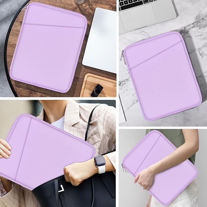 MoKo 9-11 Inch Tablet Sleeve Case, Fits New 11inch iPad Air M4/Pro M5, iPad A16 11", i-Pad 10/9/8/7th/Air 5/4th 10.9"/10.2", Tab S9/S8 11", Protective Bag Carrying Case with Pocket, Lilac