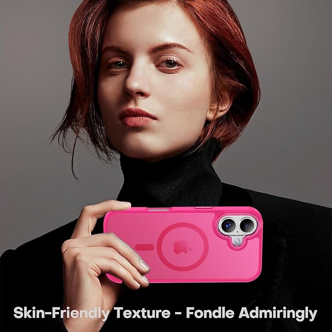 Newfuture Magnetic for iPhone 17 Case [Compatible with Magsafe] [Military Grade Drop Protection] Translucent Matte Anti-Scratch Shockproof Protective Phone Cover 6.3 Inch, Hot Pink