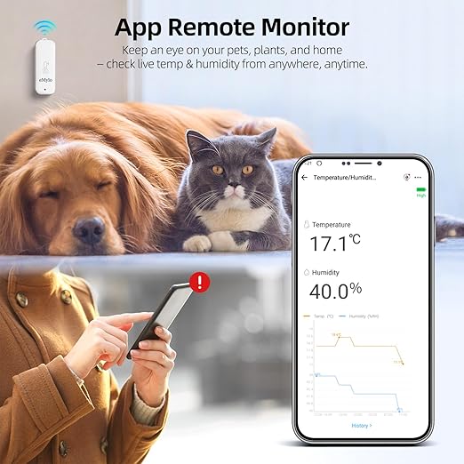 eMylo Zigbee Temperature and Humidity Sensor, IP65 Indoor Outdoor Thermometer Hygrometer for Home Automation, Hub Required, Compatible with Echo Devices with Zigbee Hub Built-in, Home Assistant,Homey