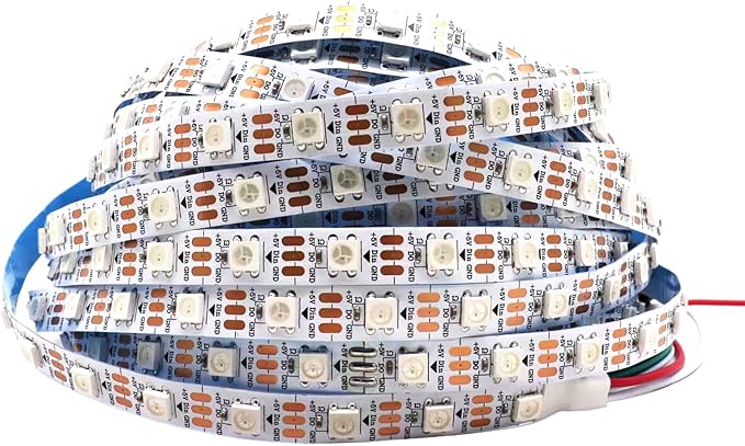 WS2812B LED Strip Individual Addressable Light WS2811 IC WS2812 60Pixels/m SMD 5050 RGB Pixel Strip DC5V (16.4FT 300LEDS Non-Waterproof, White PCB)