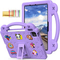 Dteck for iPad Air 6th Gen 11 Inch Case 2024,iPad Pro 11 Inch Case 2024 5th Gen(M4),Cartoon Panda Shockproof Rugged Lightweight Convertible Stand Kids Friendly Tablet Case with Handles,Light Purple
