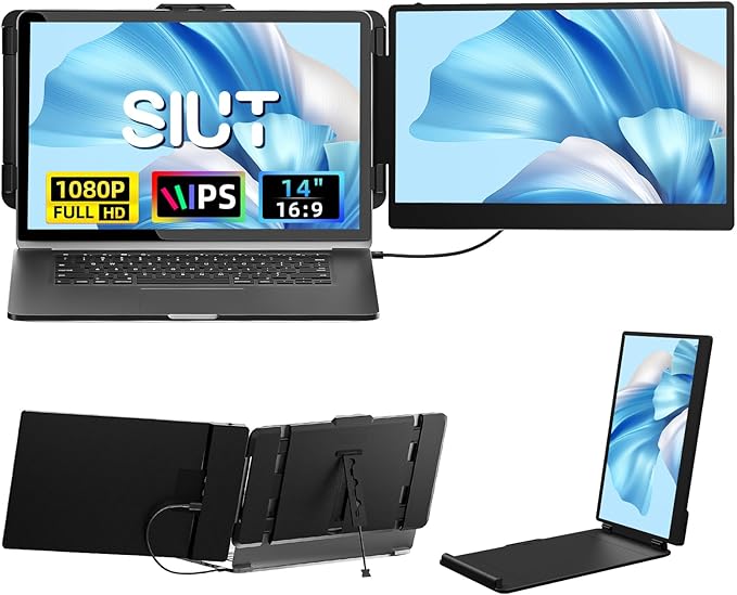 Laptop Screen Extender - 14 inch 1080P FHD Dual Monitor for 13"-17" Laptops Travel Work Portable Extended Monitor Compatible with Windows Mac