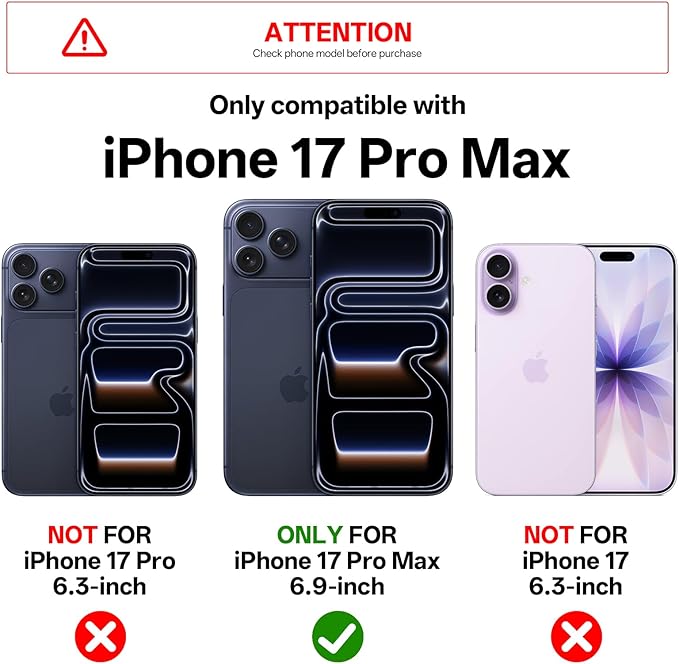 3-in-1 for iPhone 17 Pro Max Case with Frame Stand[1 Screen Protector & 1 Camera Lens Protector ][Not Yellowing][Military-Grade Drop Protection][Fits MagSafe][Shockproof & Magnetic] (Clear-Blue)