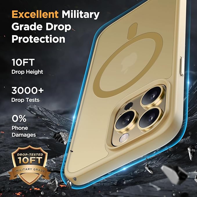 Miracase Magnetic for iPhone 14 Pro Max Case 6.7 inch (Compatible with MagSafe)（with 2X Screen Protectors） Military-Grade Protection, Anti-Fingerprint Translucent Matte Phone Case Cover, Light Yellow