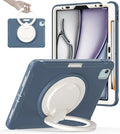 BATYUE Shockproof Case for iPad Air 11" M2/M3/M4, Air 4/5 10.9", iPad Pro 11" 1st-4th Gen 2018-2022 | 360° Multi-Angle Stand (Portrait & Landscape) & Grip, Built-in Pencil Holder, Dusty Blue