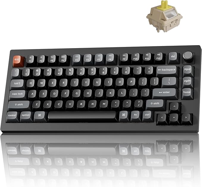 Keychron V1 Ultra 8K Polling Rate Wireless (2.4 GHz & Bluetooth) ZMK Customizable Mechanical Keyboard with Hot-swappable Switches 660-Hr Battery PBT Keycaps for Mac Windows Linux
