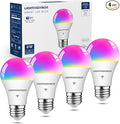 Lightinginside Smart Light Bulbs 60W Equivalent, WiFi Smart Bulb Compatible with Alexa/Google Assistant/Smart Life, A19 E26 RGBCW Color Changing, No Hub Required,2.4G WiFi, ETL Listed, 9W 800LM, 4PCS