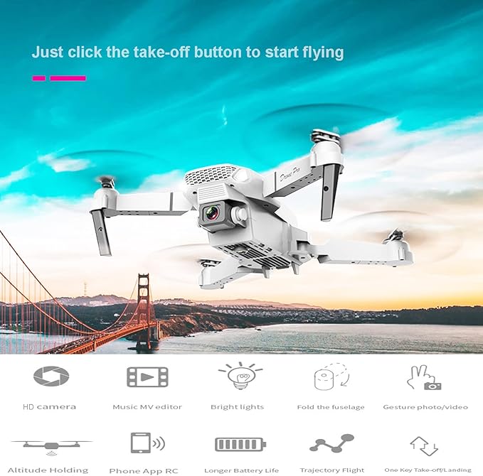 Mini Drone with Camera for Adults - Christmas Toy Gift for Beginner Age 15 Years Old - RC Quadcopter Multirotors | Foldable UAV | WiFi HD FPV Live Video | One Key Take Off/Land | Altitude Hold | Headless Mode | 360° Flip | Carrying Case (INS+ Black)