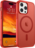 SUPFINE Magnetic for iPhone 14 Pro Max Case (Compatible with MagSafe) (Military Grade Drop Protection) Slim Translucent Matte Shockproof with Anti-Fingerprint Phone Case,Red