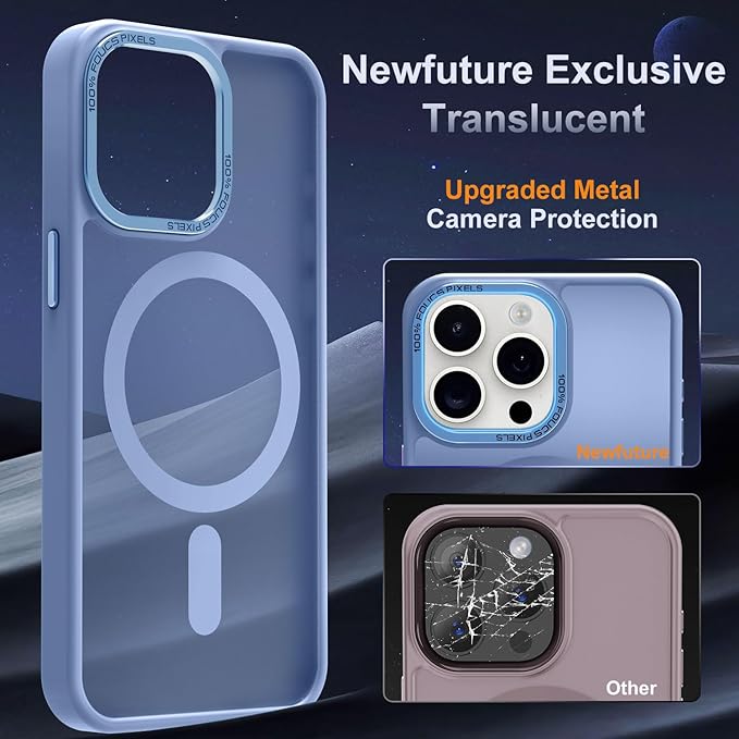Newfuture Designed for iPhone 14 Pro Case with Magnetic [13 FT Military Drop Protection] [Compatible with Magsafe] Slim Translucent Matte Shockproof with Anti-Fingerprint Phone Case, Light Blue