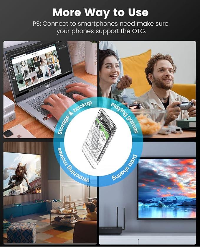 ORICO 2.5 inch Hard Drive Enclosure USB C to SATA III 5Gbps Clear External Hard Drive Case for All 7mm 9.5mm 2.5 inch SATA SSD HDD Up to 6TB, Tool-Free, Support USB 3.0 UASP (2139C3)