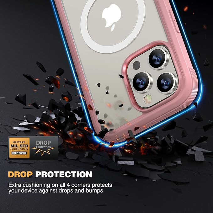 Diaclara Designed for iPhone 15 Pro Max Case, Full Body Rugged with Built-in Touch Sensitive Anti-Scratch Screen Protector, Soft TPU Bumper Case for iPhone 15 ProMax 6.7", Pink