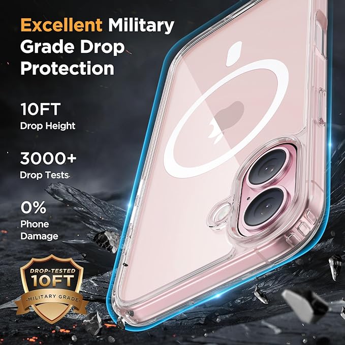 Miracase Magnetic for iPhone 17 Case (Compatible with MagSafe) with Screen Protector Military-Grade Protection, Anti-Fingerprint Translucent Matte Phone Cover for iPhone 17 6.3 inch, Clear