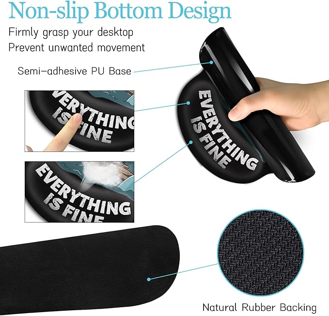 LIMKRIAN Funny Dog Mouse Pad Set Large Desk Mat With Wrist Rest for Gaming, Ergonomic Mousepad, Keyboard Mat, Cup Coaster Set, Office Accessories - It's Fine