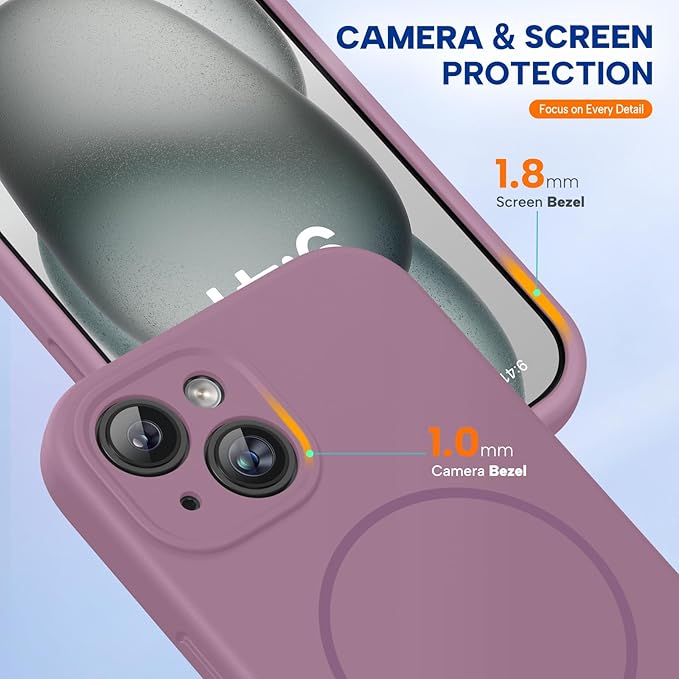 Miracase Compatible with iPhone 15 Case, [Soft Anti-Scratch Microfiber Lining], Liquid Silicone Case Gel Rubber Shockproof Drop Protection Phone Case for iPhone 15, Blackcurrant