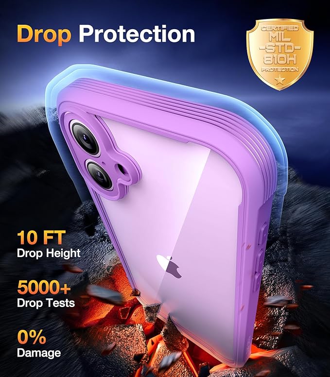 Diaclara Designed for iPhone 16 Plus Case 6.7 Inch,Upgraded [Full Camera Protection] Full Body Rugged Clear Bumper Case with Built-in Screen Protector,Dark Pink