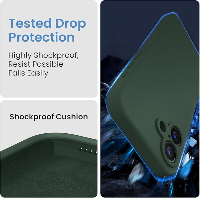 FireNova Designed for iPhone 16 Case, Silicone Upgraded [Camera Protection] Phone Case, Soft Anti-Scratch Microfiber Lining Inside, 6.1 inch, Alpine Green