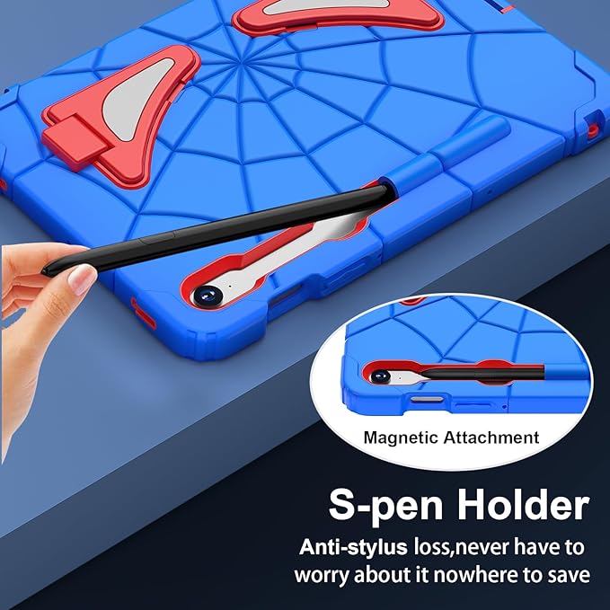 AKABEILA Compatible with Samsung Galaxy Tab S10 FE 2025/Tab S10 Lite 2025 Tablet Case，Lightweight Shockproof Rugged Protective Cover with Kickstand for Kids Children Boys Babies Blue Red