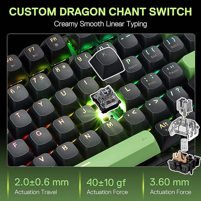 Redragon K740 98 Keys Wired RGB Gaming Keyboard, 95% PBT Mechanical Keyboard w/Solid Aluminum Base, Dedicated Knob Control & Hot-Swap Socket, Custom Linear Switch