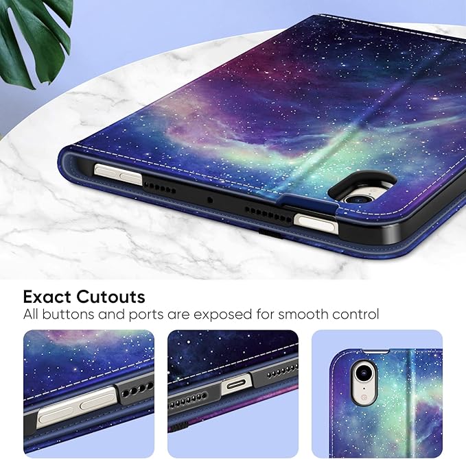 Fintie Folio Case for iPad Mini 7 (A17 Pro, 7th Generation) 2024 / iPad Mini 6 (6th Gen) 8.3 Inch, Multi-Angle Smart Stand Cover with Pencil Holder & Pocket, Auto Sleep/Wake, Galaxy