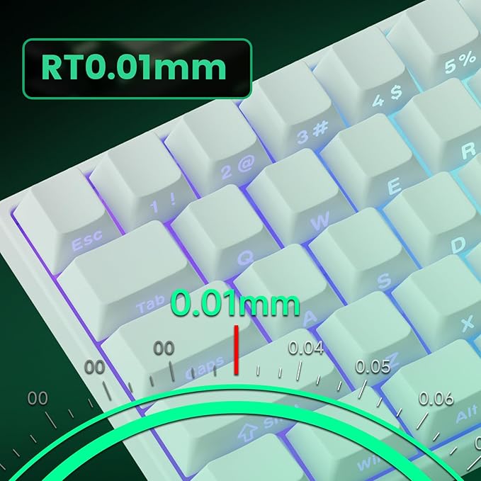 MONSGEEK FUN60 Pro Rapid Trigger Gaming Keyboard 8k SP Magnetic Switch HE Keyboard Multi-Modes Wireless 60% White Shine-Through (Glare Magnetic Switch)