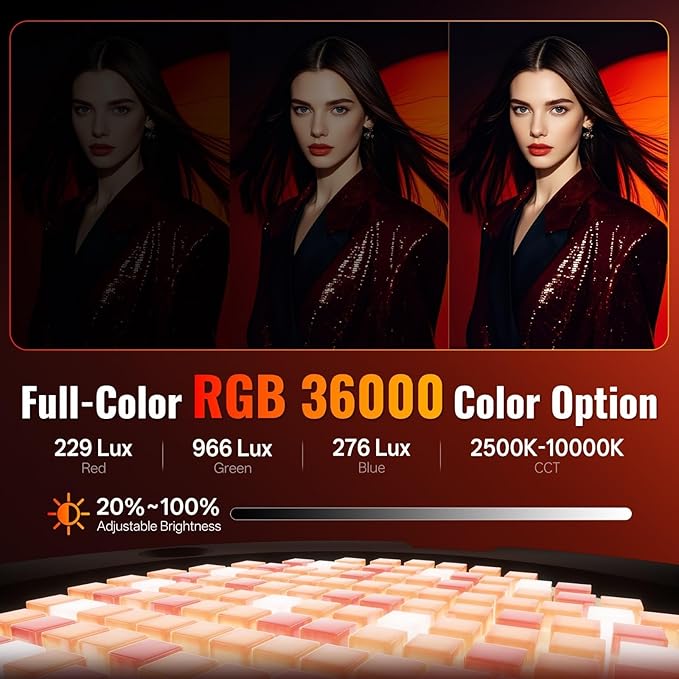 ZHIYUN MOLUS X100 RGB PRO V2 100W Full Color Portable RGB Video Light Continuous Output Lighting with PD Fast Charging,CRI 95+, APP Control 384g for Youtuber Tiktok