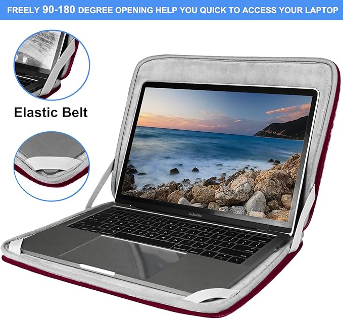 Laptop Case 15.6 Inch, Durable Shockproof Protective Cover Flip Case Briefcase Carrying Bag Compatible with 15.6" HP, ASUS, Lenovo, Acer, Notebook, Computer, Ultrabook, Chromebook, Red