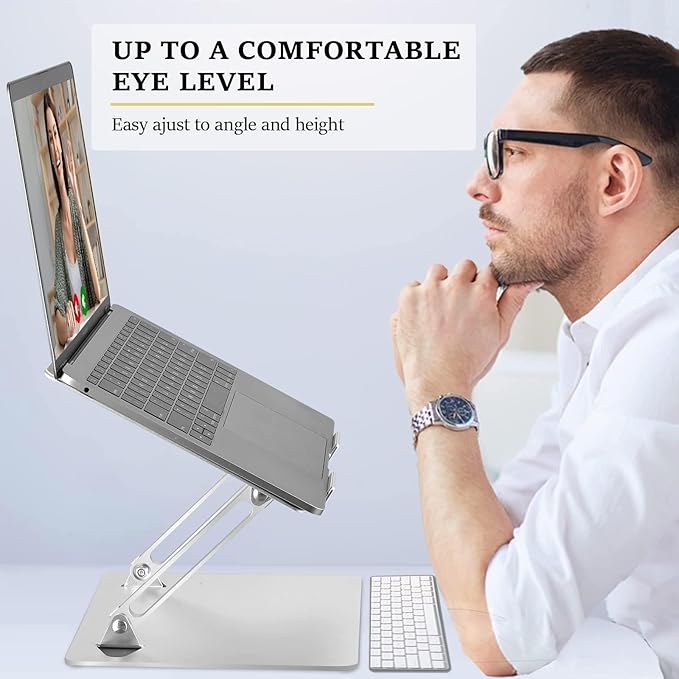 Laptop Stand for Desk, Ergonomic Aluminum Laptop Stand Adjustable Height, Foldable Laptop Riser for 10-17 Inchs Laptop(Gold)