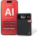 LIMU AI Voice Recorder with App Control - 18h Battery, 64GB Metal AI Note Taking Device - ChatGPT 5 Translation, Summaries & Mind Maps (125 Languages), 400 Min/Month, Audio Recorder with Transcription