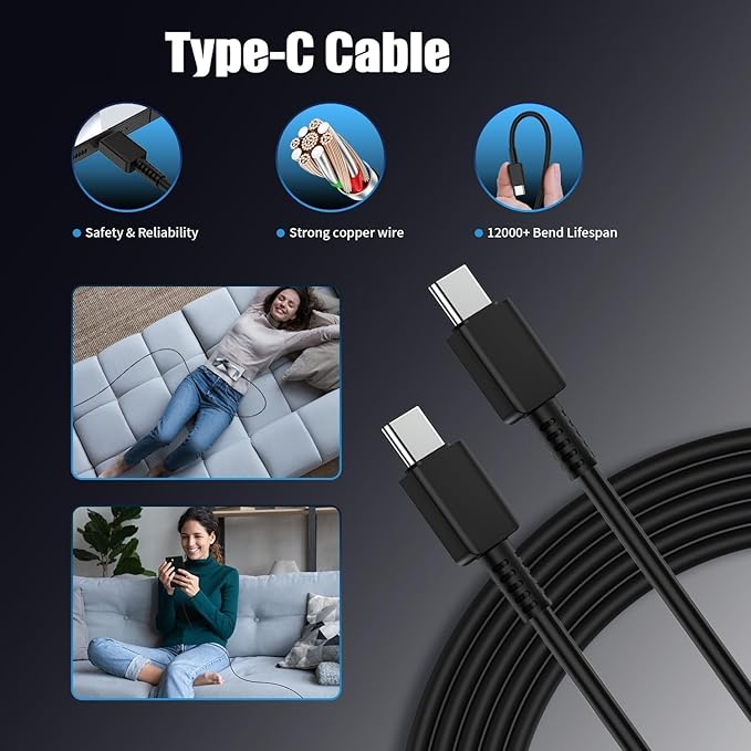 Dual Port 45W Super Fast Charger and Type C Cable 10ft 6ft,USB C Wall Charging Block,Android Phone Charger Cord Long for Samsung Galaxy S26 Ultra/S25/S24/S23+/S22 Plus/S21/S20/iPhone 17 16 15 Pro Max