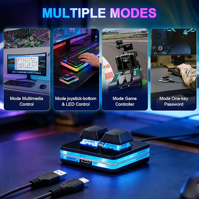 aikeec Black 2-Key OSU Hot Swap Game Keyboards USB Wired RGB Mechanical Keypad,Autonomous Programming Macro with Software Switches
