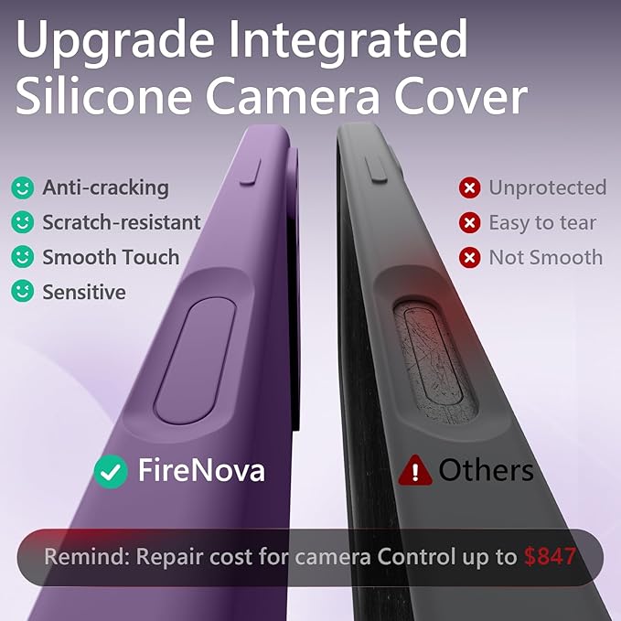 FireNova Magnetic for iPhone 17 Pro Case, Compatible with MagSafe, [Integrated Silicone Camera Control Button] [Camera Protection] Anti-Scratch Microfiber Lining Phone Case, 6.3", Light Purple
