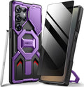 TONGATE for Samsung Galaxy S24 Ultra Case Compatible with MagSafe, [Ring Stand & Camera Cover Kickstand] Drop Shockproof Rugged Protection Phone Case for S24 Ultra with Screen Protector 6.8", Purple