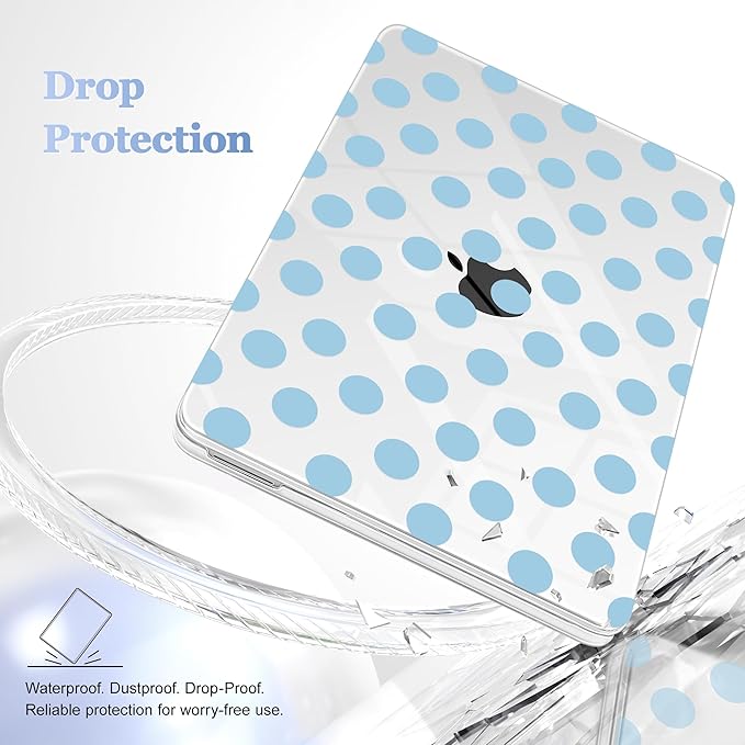 Case for 2026 MacBook Neo 13-inch Laptop with Liquid Retina Display, Release Model A3404, Sturdy Plastic Hard Shell Case + Keyboard Cover + Trackpad Film + Dust Plug, Blue Polka Dots