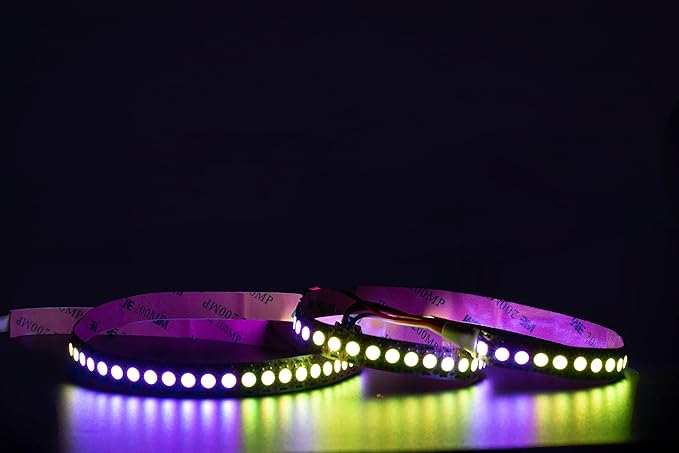 WS2812B LED Strip Individual Addressable Light 144Pixels/m SMD 5050 RGB WS2812B Pixel Strip DC5V (3.2FT 144LEDS Non-Waterproof, White PCB)
